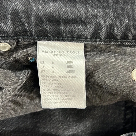 3/$20 American Eagle Jeans Womens 6 Long Skater‎ Gray Ripped Distressed Denim - Picture 14 of 16